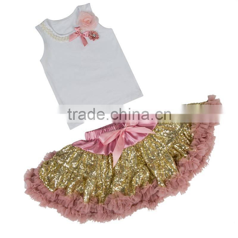 Wholesale baby girls Pettiskirt Ruffle Chiffon Petti Top Set 0-9 years tutu Pettiskirt