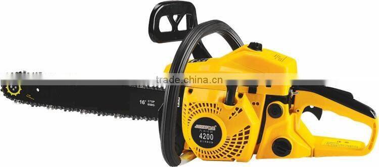 Professional 2.5kw 42CC yellow air cooled gasoline engine 3000r/min 4200 chainsaw