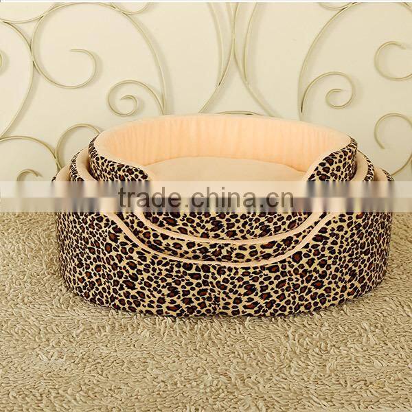 pet accessories wholesale short plush novelty leopard print luxury dog bed