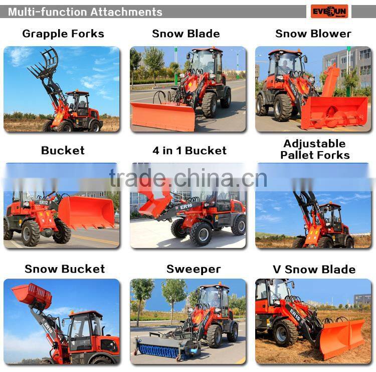 Qingdao Everun New Agricultural Machines ER16 Graaple Forks Loader With Electric Joystick