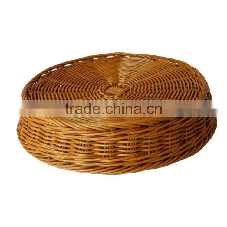 S&D Green environmental protected pe rattan wicker bread basket snacks dry fruit basket with net cover