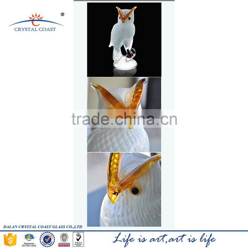 murano glass figurine christmas decoration owl; white hand blown owl christmas ornaments; murano glass owl statues