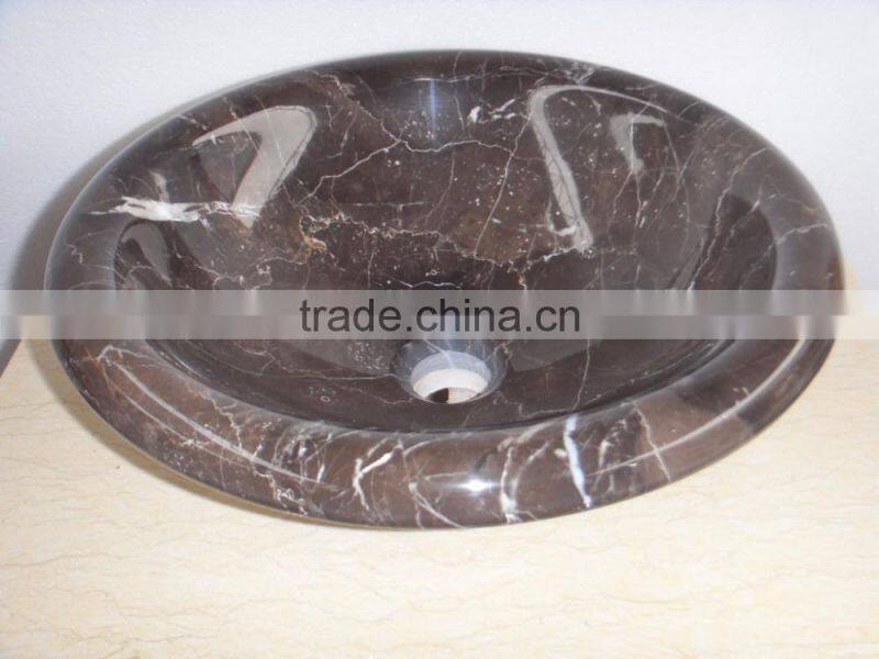 Competitive price brown marble basins/round sinks
