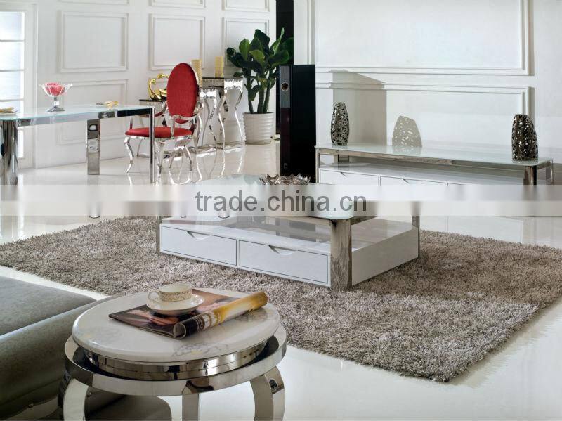 modern design living room furniture tempered glass top TV stand E356