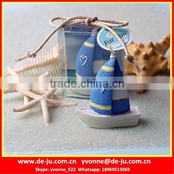 Children Favor Blue Sailing Vessel Shaped Paraffin Wax Candle
