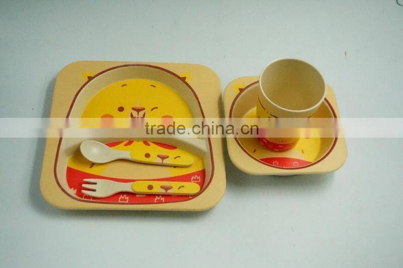 Green best selling baby bowl, spoon bowl cup bamboo fiber eco-friendly baby dinner set