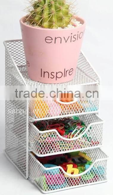 Fashion 4 Tier Metal Mesh Desk Storage/Desk Organizer/Stationery Holder
