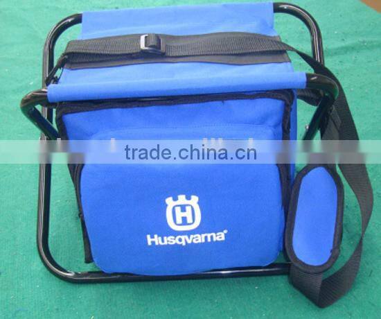 Outdoor folding cooler bag with chair