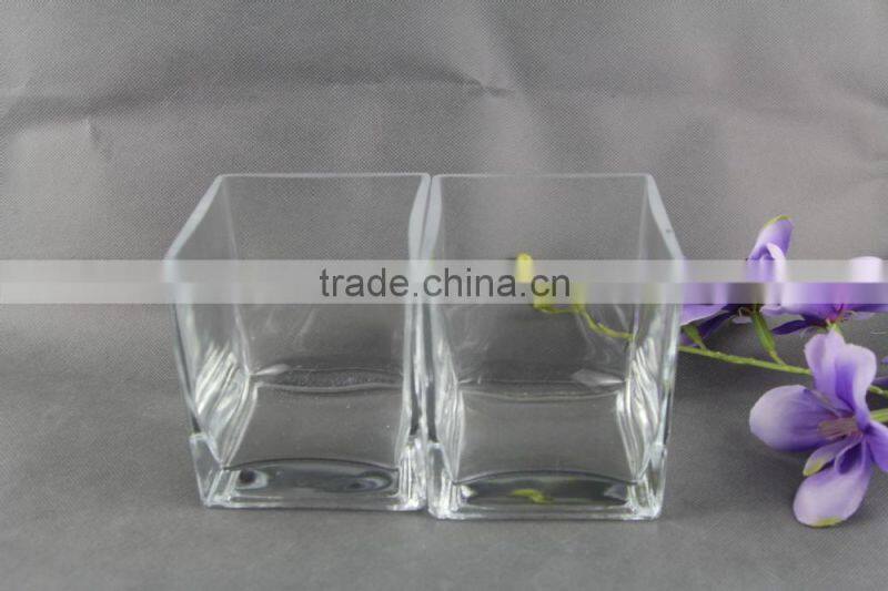 transparent glass vase , square glass flower vase
