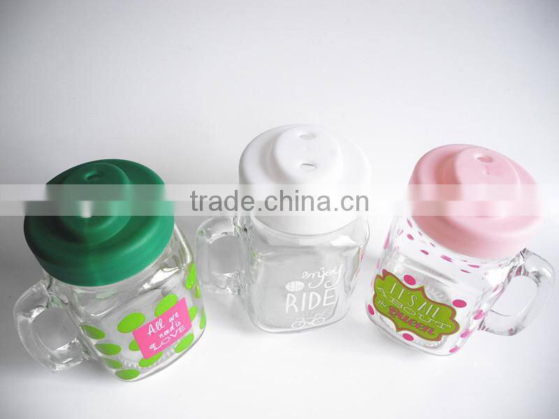 glass mason stash canning mug with pig unique lid