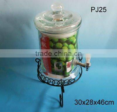 glass wine bottle dispenser with metal stand PJ25