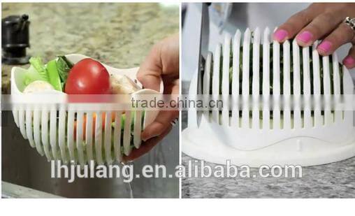 2017New design Fruit Vegetable Plastic Salad Slicer Cutter Salad Maker Bowl /plastic salad cutter bowl