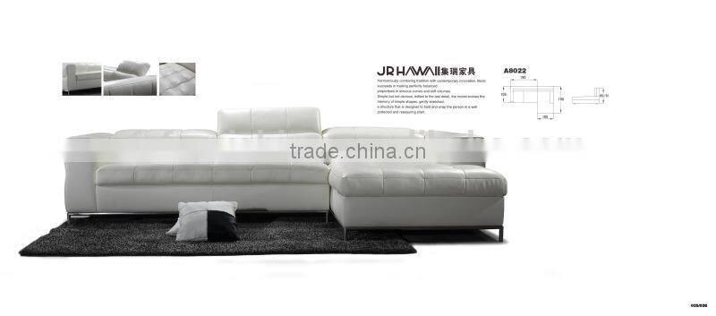 JR8022 100% top grain cow white leather sofa low back fashionable contemporary couch