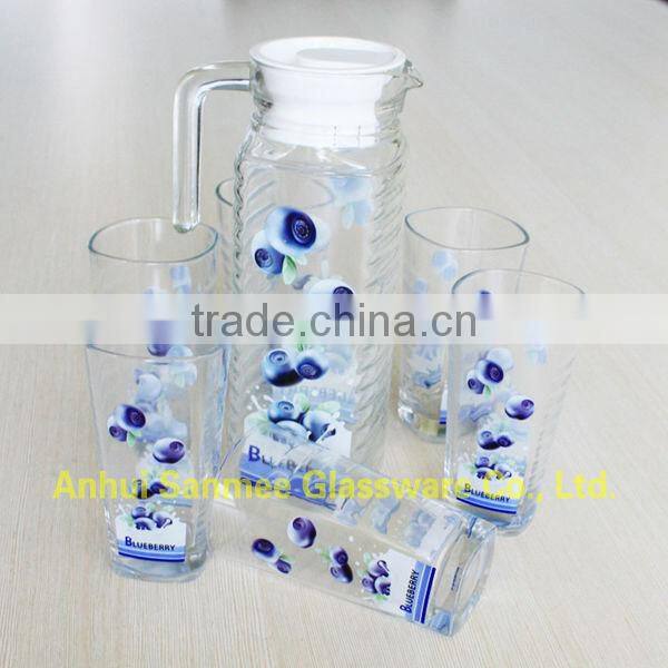 Special Printed Glass Drinking Set Colorful Glass Cups