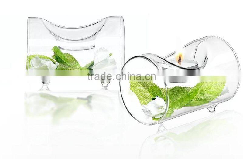 HOT SALE !Set of 2 Single Clear Glass TeaLight Candle Holders