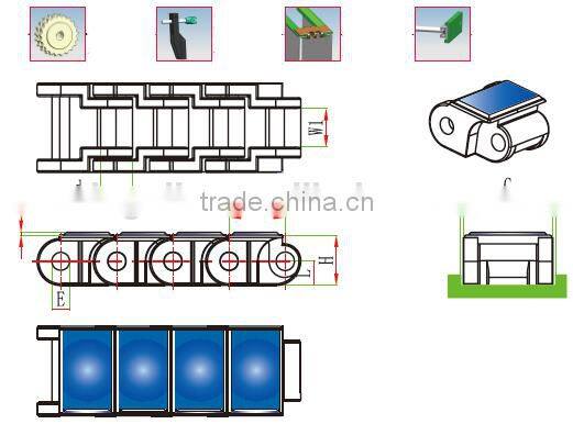 40P-60P chemical and medicine industries plastic PP flat top chain and sprocket