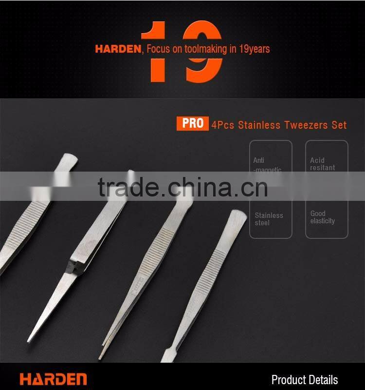 4PCS Stainless Steel Curved Tweezer Set