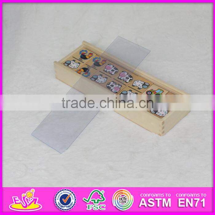 2017 new design funny kids play wooden dominoes toys for sale W15A075