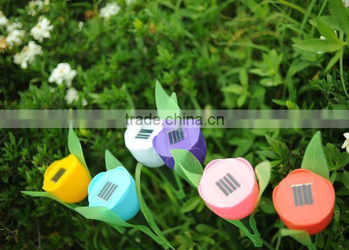 Outdoor Solar Powered Tulip Flower LED Light Yard Garden Path Way Landscape Lamp