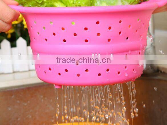 Foldable pasta basket,silicone rubber basket,silicone folding basket