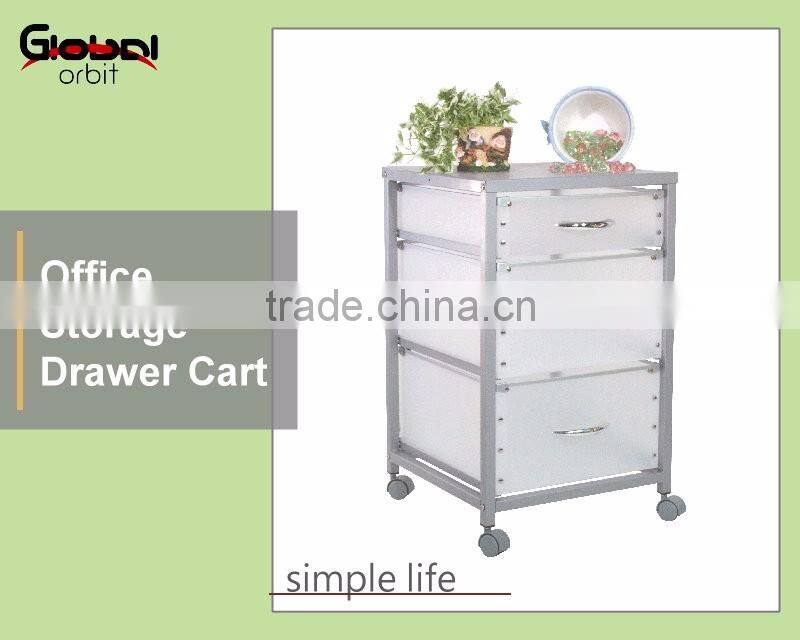 Chrome Plating 3-Tier Storage Container Organizer Trolley With Locking Wheels
