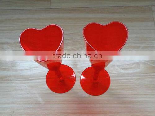 2014 valentine's day loving heart Disposable plastic champagne glasses/plastic ps goblet set for valentine's day
