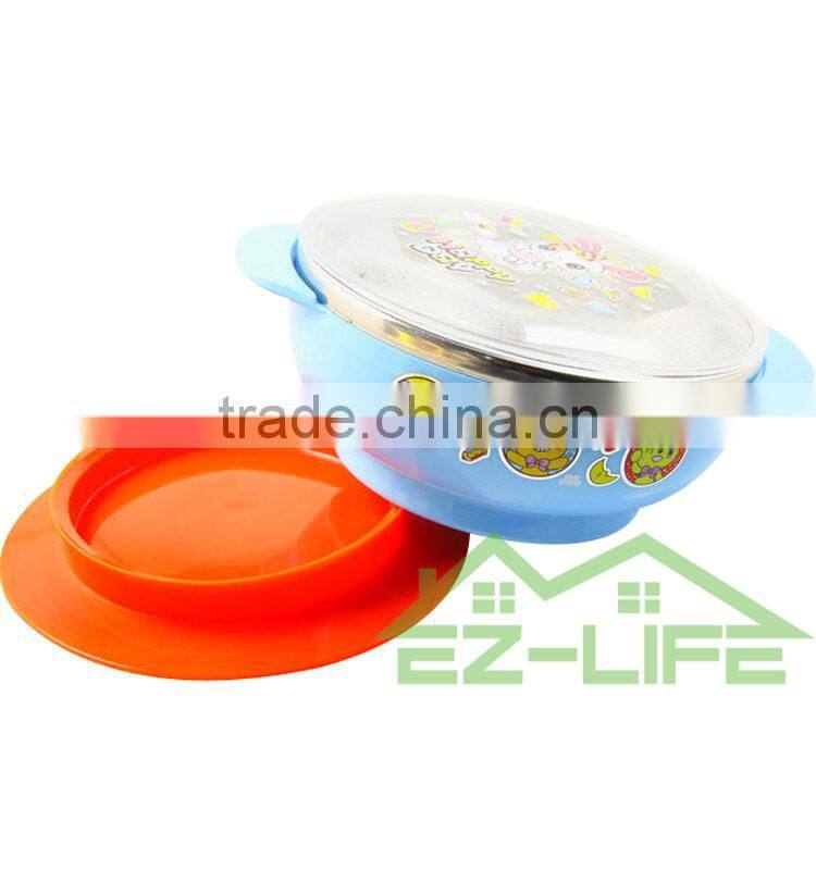 Stainless steel food feeding bowls with spoon and plastic chopsticks kids tableware set