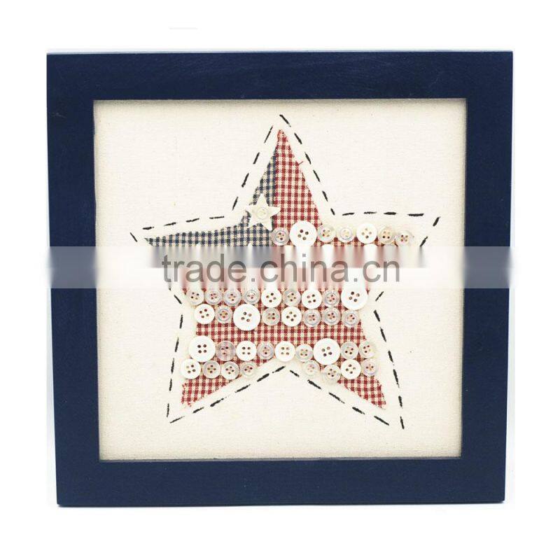 2017 hot sale for national day Beautiul star many buttons fabric wood shadow box frame
