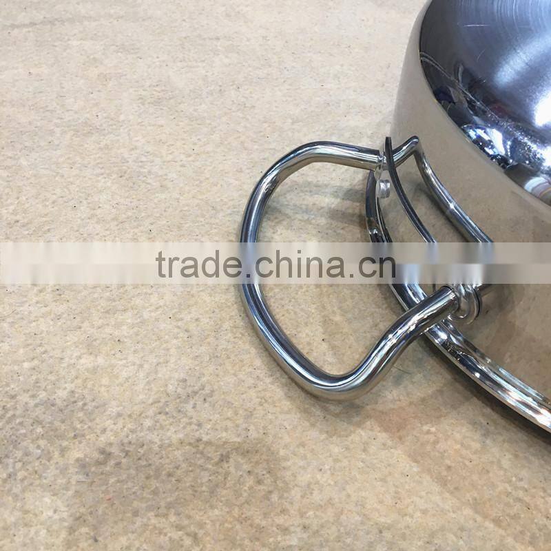 Mirror polished 2.2mm 3ply bottom stainless steel 304 cooking pot/single handle induction soup pot for hotel