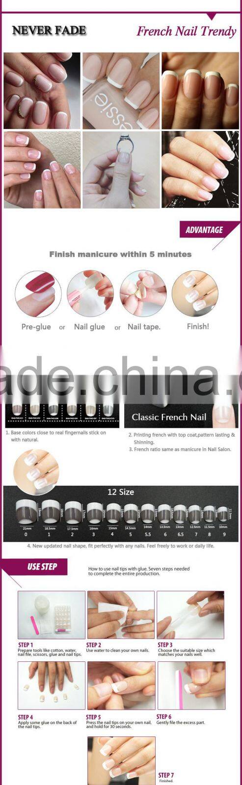New air new arrival artificial nature color nail art decoration french tips