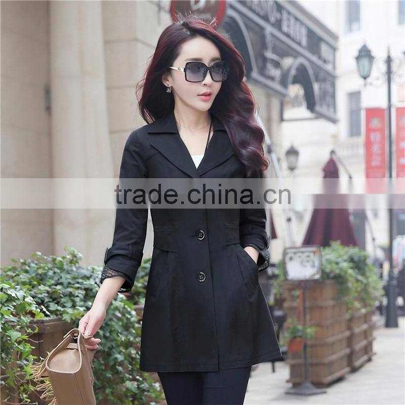 Fashion ladies coats long spring trench coat for women outdoor jacket