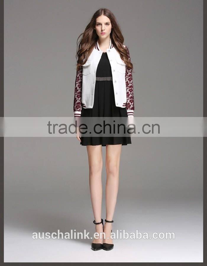 new arrival ladies short style lace sleeve 100% polyester jacket