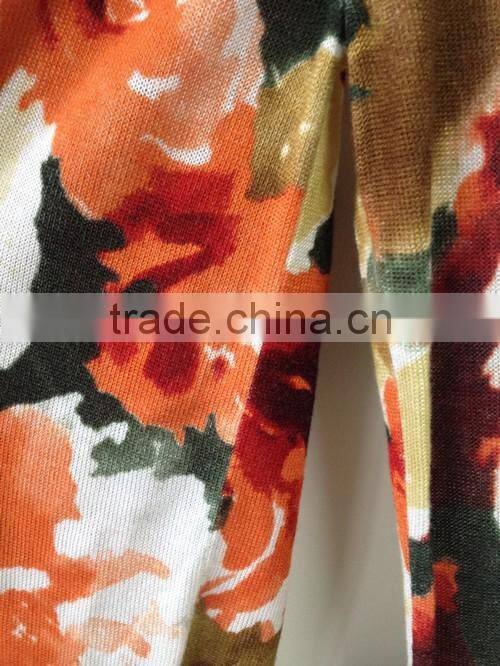 Women's V-neck no hand feeling reactive printing cardigan sweater