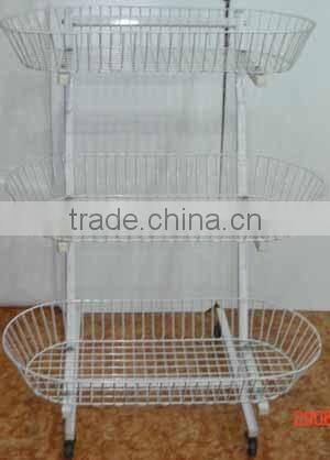 shopfitting movable 3 layers wire mesh fruit rack display shelf