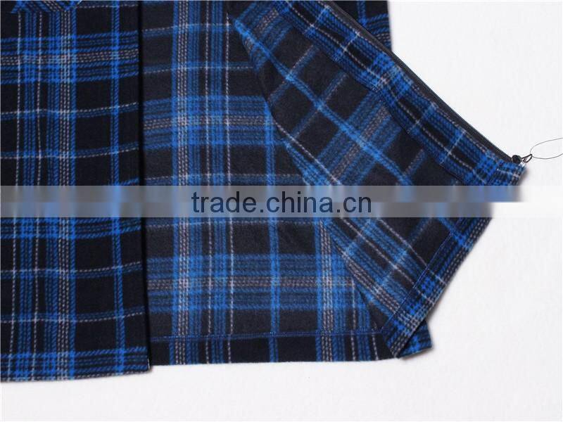 2016 hot sale oem service menprinting plaids long style polar fleece jacket