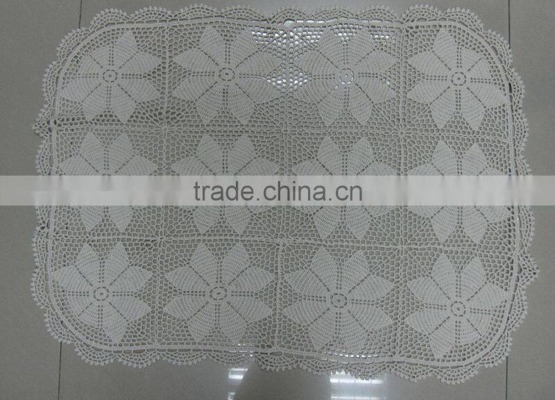 Wholesale white crochet cotton tablecloth embroidery flower pattern