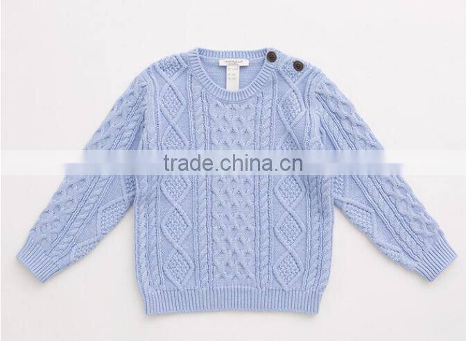 new design crew neck buttoned children cable knit sweater