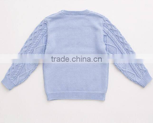 new design crew neck buttoned children cable knit sweater