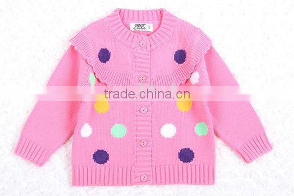 Colorful polka dot design kids fashion knitting sweater patterns