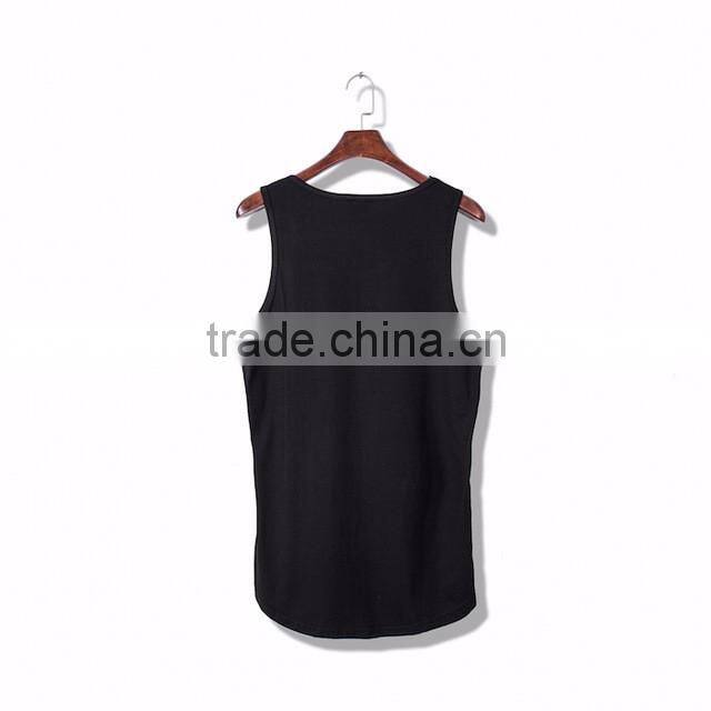 Women Black Plus size Round Hem Tear Holes Tops Longline Tank Top