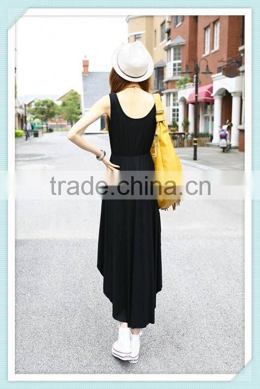2016 summer Fashion round collar clothing ,sleeveless irregular dresses skirt, Dovetail vest design dress skirt
