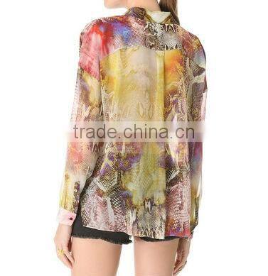 women fancy cobra printed good quality chiffon tops