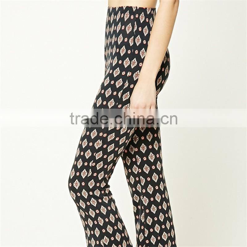 Factory price gypsy print spandex ornate flare dressy stretch pants