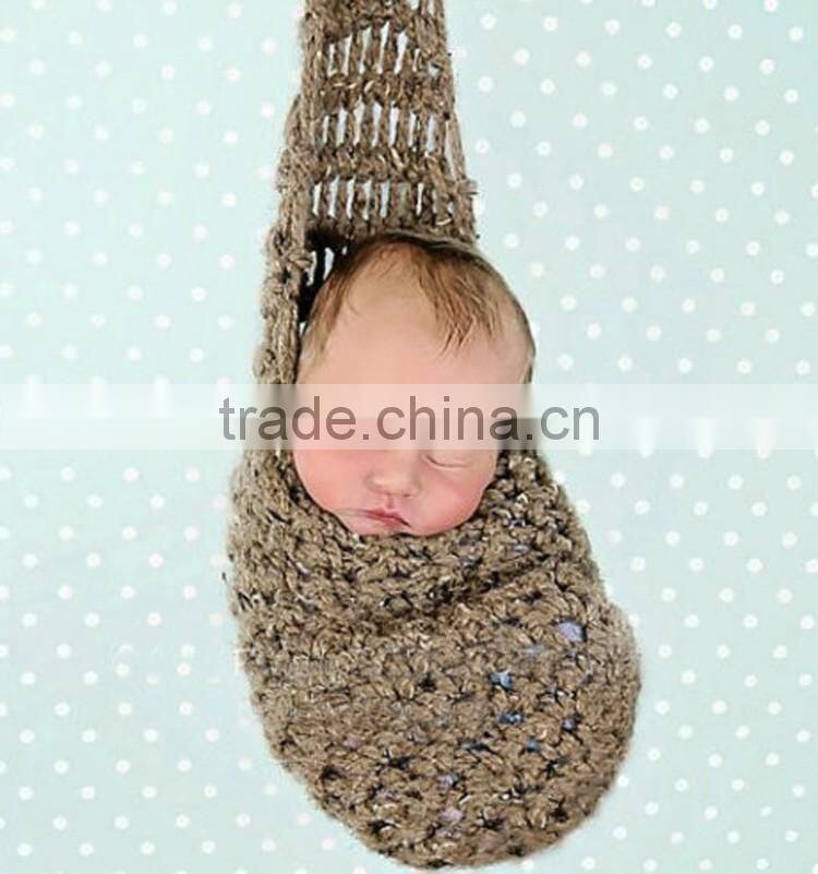 Photography prop Crochet baby swaddle baby sleeping bag knitted baby hat photo prop