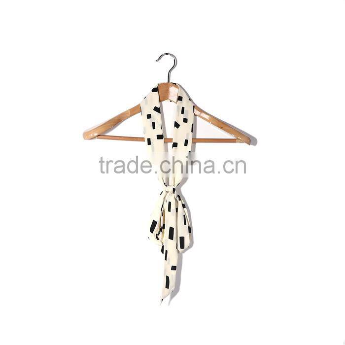 Chiffon Multifunction Skinny Scarf Black Off-white Rectangle Choker