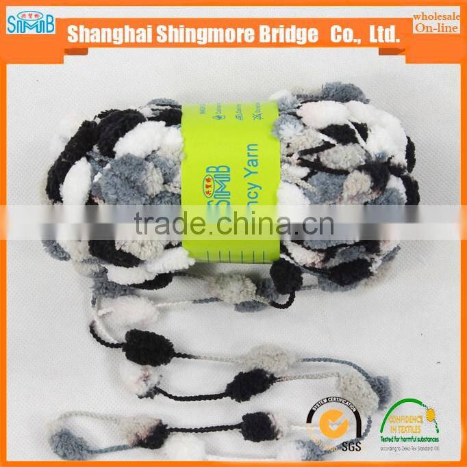oeko tex fancy yarn supplier shingmore bridge cheap sales high quality polyester thick yarn with pompom