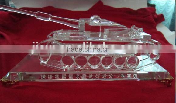 Clear Glass Crystal Tank Model for Governmant Souvenirs