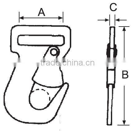 flat metal hook for 35mm lashing strap(ratchet tie down)