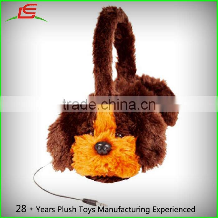 cute Head-mounted brown pet dog head set plush headset
