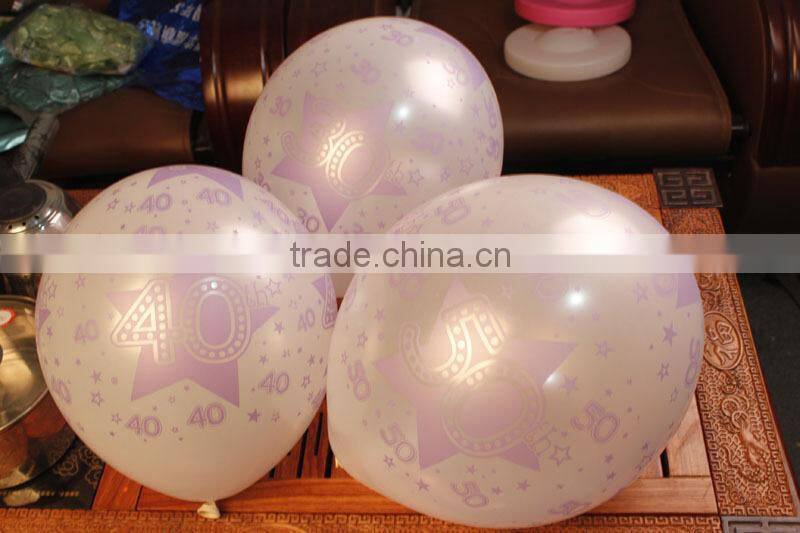 Printed 30 40 50 years Birthday Celebration Latex Balloon, Party Decoration Balloon